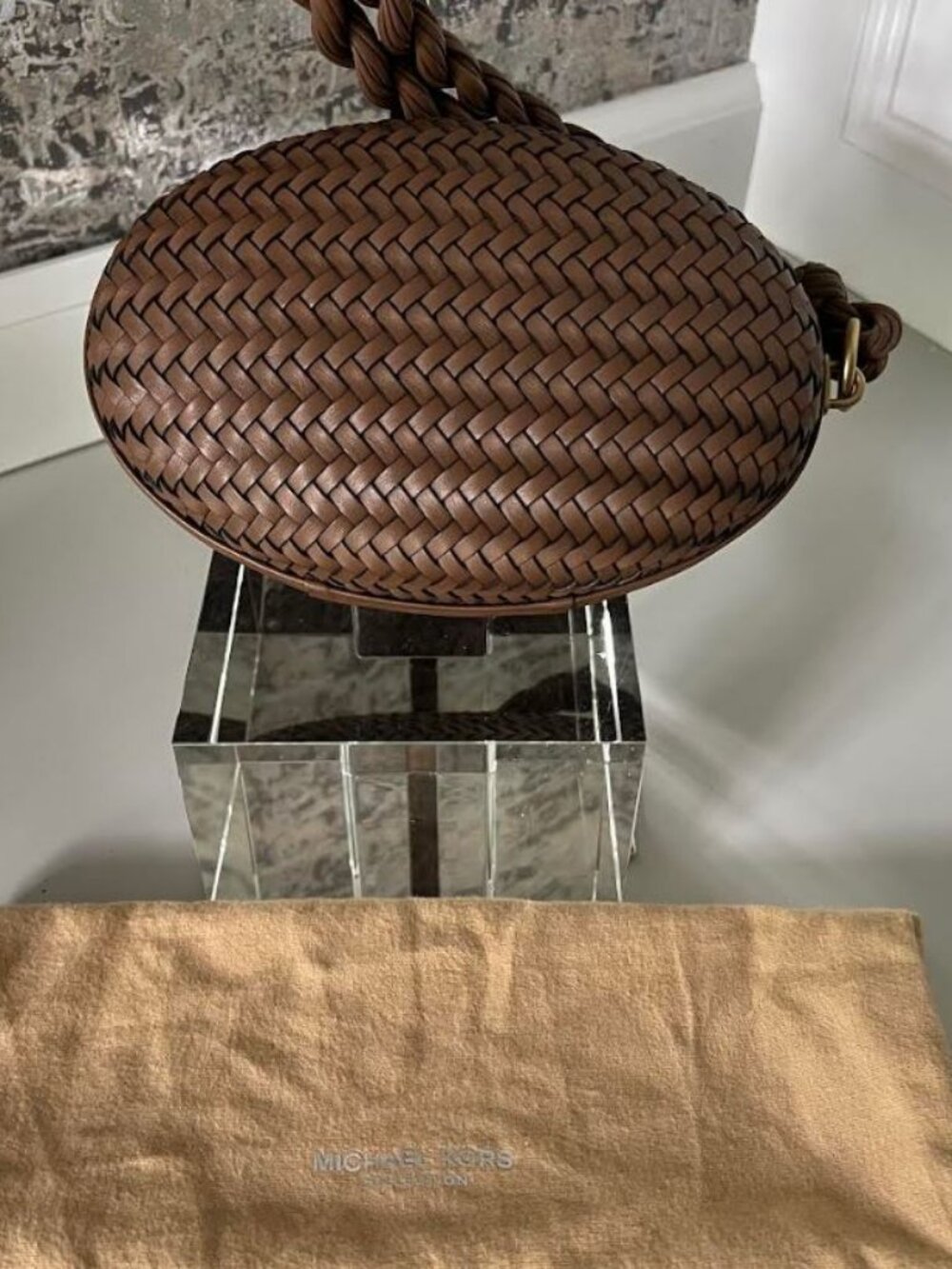 $2K MICHAEL KORS "JONI" HAND-WOVEN LEATHER PURSE_AS SEEN ON RUNWAY! - Picture 7 of 9
